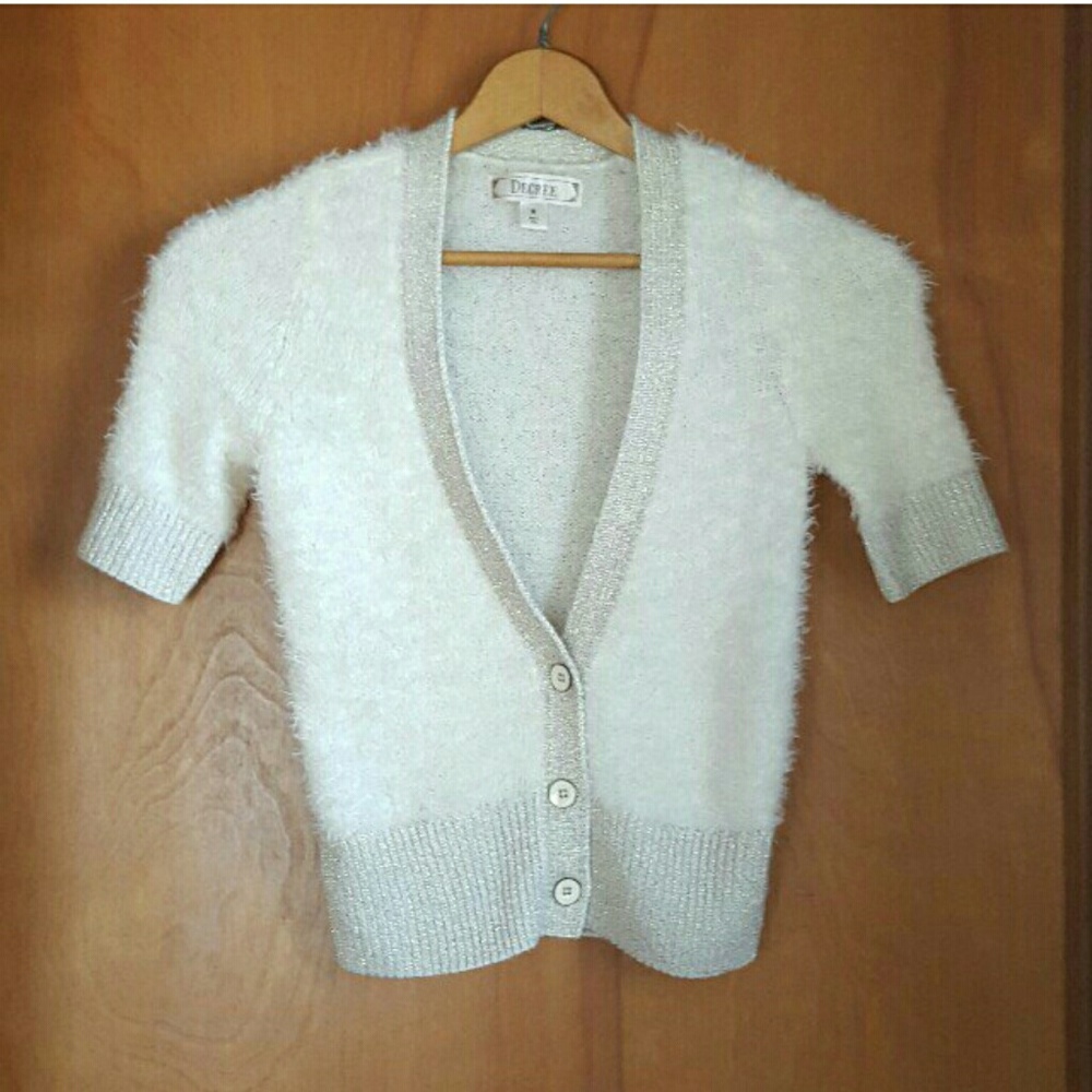 Short Sleeve Cream and Gold Cardigan by Decree